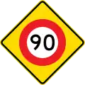 90&nbsp;km/h speed limit ahead