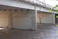 N. Austin Avenue bridge with river at 15 feet. 25-foot high-water mark is from November 2001 flooding.