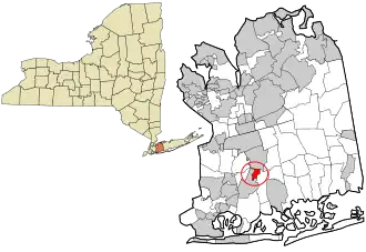 Location in Nassau County and the state of New York.
