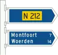 K6: Non-motorway information panels showing intermediary destinations and non-motorway road numbers