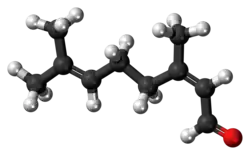 Ball-and-stick model of the neral molecule