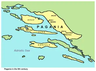 Narentine State or Pagania in the 9th century, according to De Administrando Imperio.