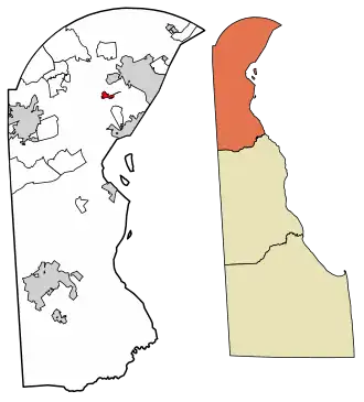 Location of Newport in New Castle County, Delaware.