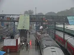 Foot over bridges connect all the platforms.