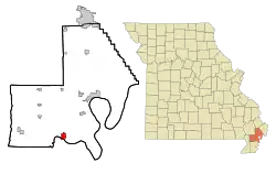 Location of Portageville, Missouri