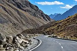 Newly-surfaced road below Zanskar Sumdo