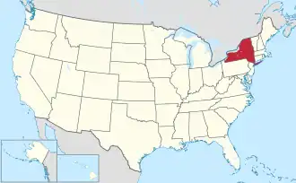 Map of the United States highlighting New York