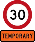 Temporary 30&nbsp;km/h speed limit