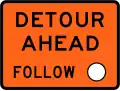 Detour ahead - follow circle symbol