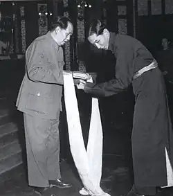 Chief delegate Ngapoi Ngawang Jigme meets Mao Zedong in Beijing, 23 May 1951