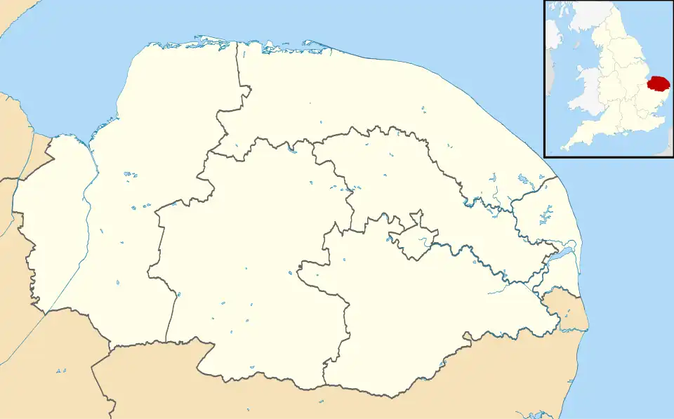 Maps of castles in England by county: L–W is located in Norfolk