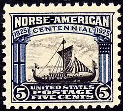Five-cent Norse-American Centennial stamp.