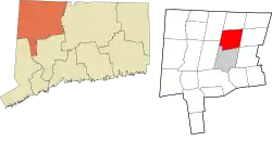Winchester's location within the Northwest Hills Planning Region and the state of Connecticut