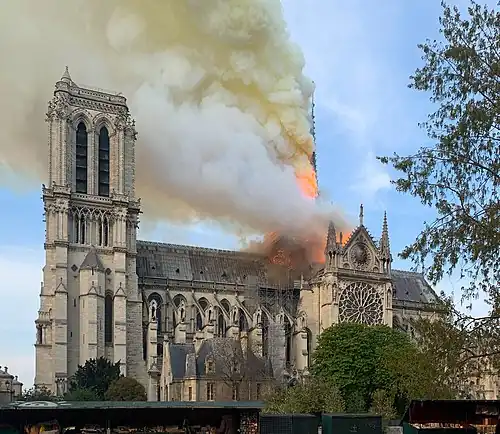 The 2019 fire destroyed Notre-Dame's wooden roof and flèche but left the outer structure largely intact.