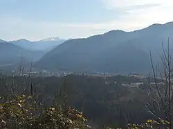 Oakridge as seen from a hill to the north