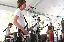 Obits performing at the 2009 South by Southwest festival. Left to right: Gursky, Froberg, Simpson, and Habibion.