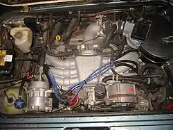 An Oettinger WBX6, aftermarket six-cylinder rear engine in a Volkswagen Type 2 (T3)