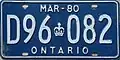 Final quarterly plate issued. Ontario switched to plates renewed with stickers in 1980.