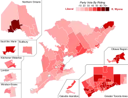 Support for Liberal Party candidates by riding