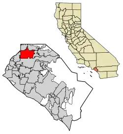 Location of Fullerton in Orange County, California