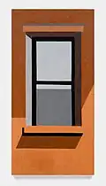 Roger Winter, Orange Wall & Window, oil on canvas, 60 x 30 in, 2024