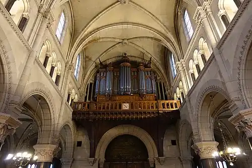The organ in the tribune, over the portal