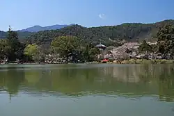 Osawa lake in Kyoto was part of the old imperial gardens of the Emperor Saga (809–823).