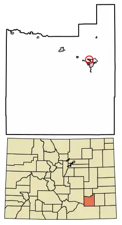 Location of the La Junta Gardens CDP in Otero County, Colorado.