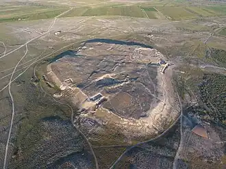 Aerial photograph of the archaeological site of Otrar.