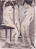 Three Figures (Drei Akte)), c. 1925, watercolor and colored chalk on paper, 68 x 50&nbsp;cm, Museum am Ostwall, Dortmund
