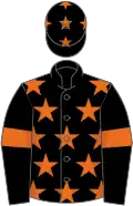 Black, orange stars, armlets and stars on cap