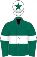 Dark green, white hoop, white armlet, white cap, dark green star
