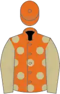 Orange, beige spots and sleeves, orange cap