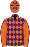 Orange purple diamonds, seams on sleeves