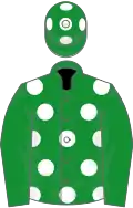 Green, White spots on body and cap