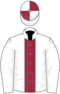 WHITE, maroon panel, quartered cap