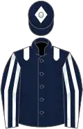 Dark blue, white epaulets, striped sleeves and diamond on cap