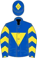 ROYAL BLUE,yellow inverted triangle and chevrons on slvs,blue cap, yellow diamond