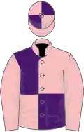 Pink and purple quartered, pink sleeves, quartered cap
