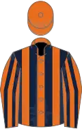 Orange and dark blue stripes, orange cap