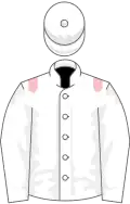 White, pink epaulets, quartered cap