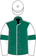 Dark green, white seams, white sleeves, dark green armlets, white cap