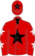 Red, black star, red sleeves, white stars, red cap, black star