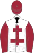 White, maroon cross of lorraine, sleeves and cap