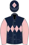 Dark blue, pink triple diamond and sleeves, pink diamond on cap