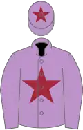 Mauve, maroon star and star on cap