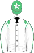 White, emerald green epaulets, white sleeves, emerald green seams, emerald green cap, white star