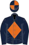 Dark blue, orange diamond, quartered cap