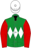 Green, white triple diamond, red sleeves, white cap