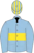 LIGHT BLUE, yellow hoop, striped cap